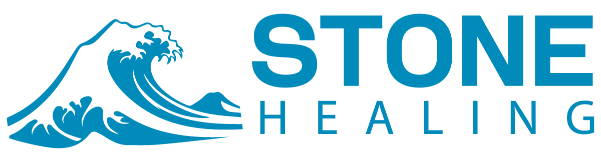 A green banner with blue letters that say " stay healthy ".